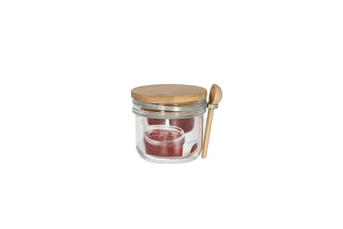 220ml Glass storage jar 8.5*8cm glass+bamboo