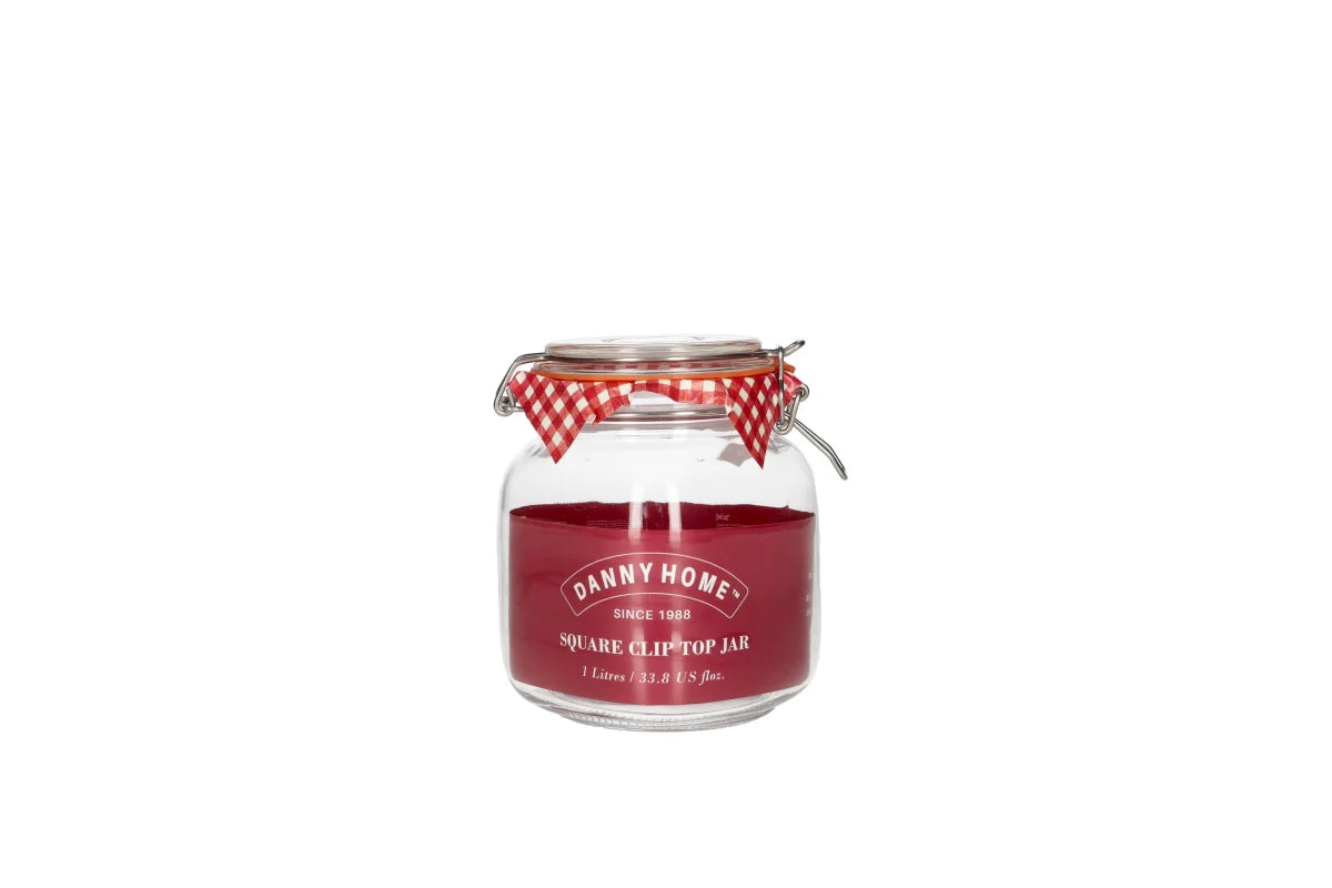 Square clip top jar 1L 33.8 9*16cm,glass