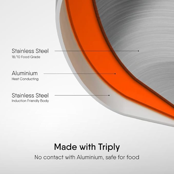 5.1L Triply Artisan Tasla + Lid 30cm