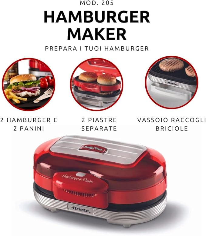 ARIETE 2-Slot Hamburger Maker Retro Party