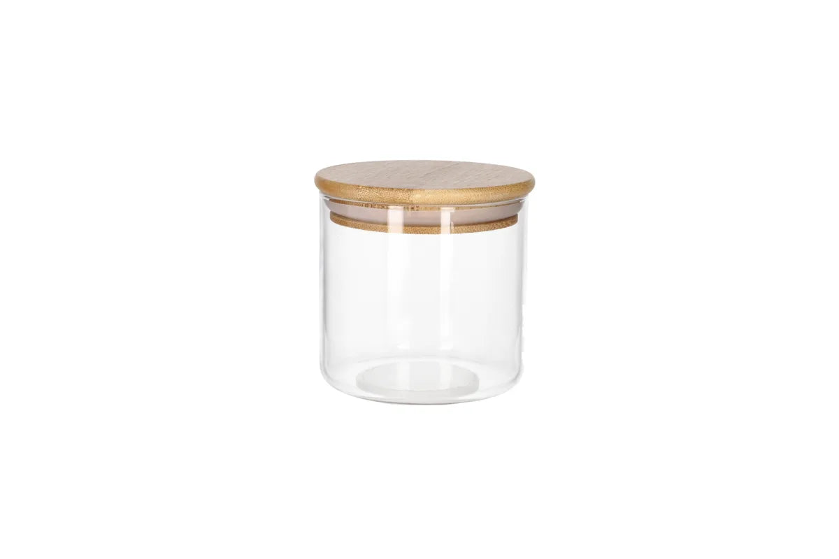 390ml storage jar Unit:pcs 8.3*8cm glass+bamboo cover