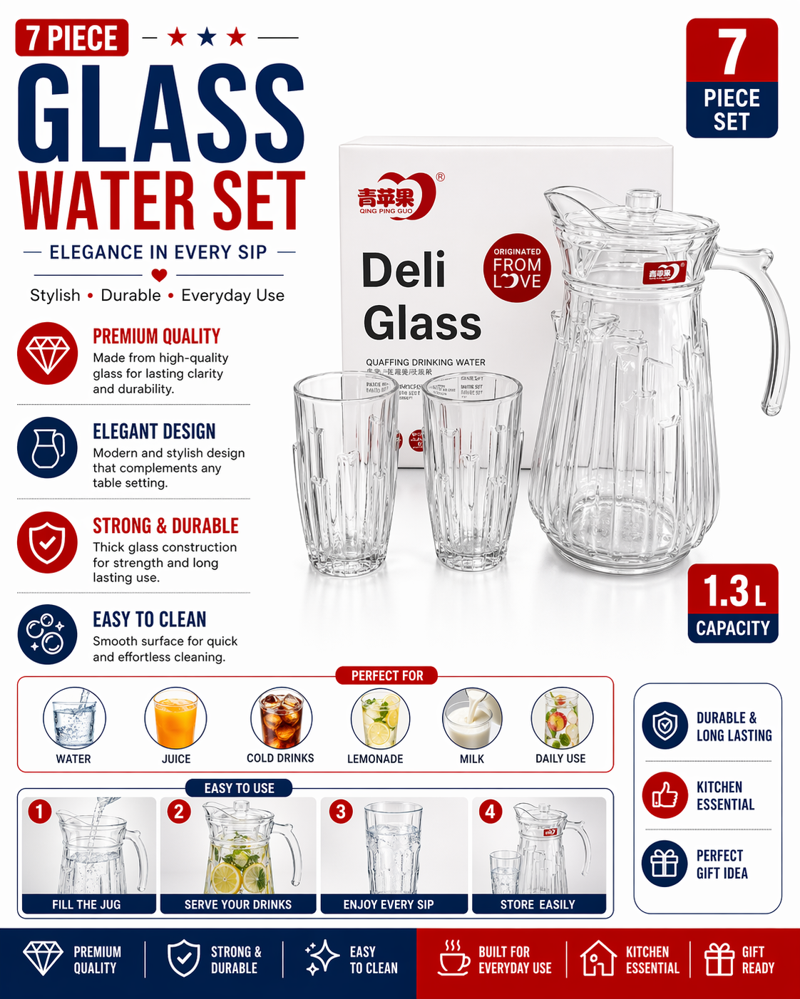 Glass 7-piece water set