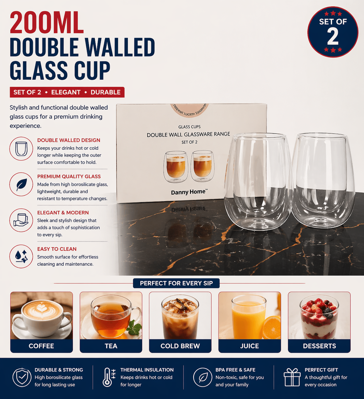 200ml double walled cup