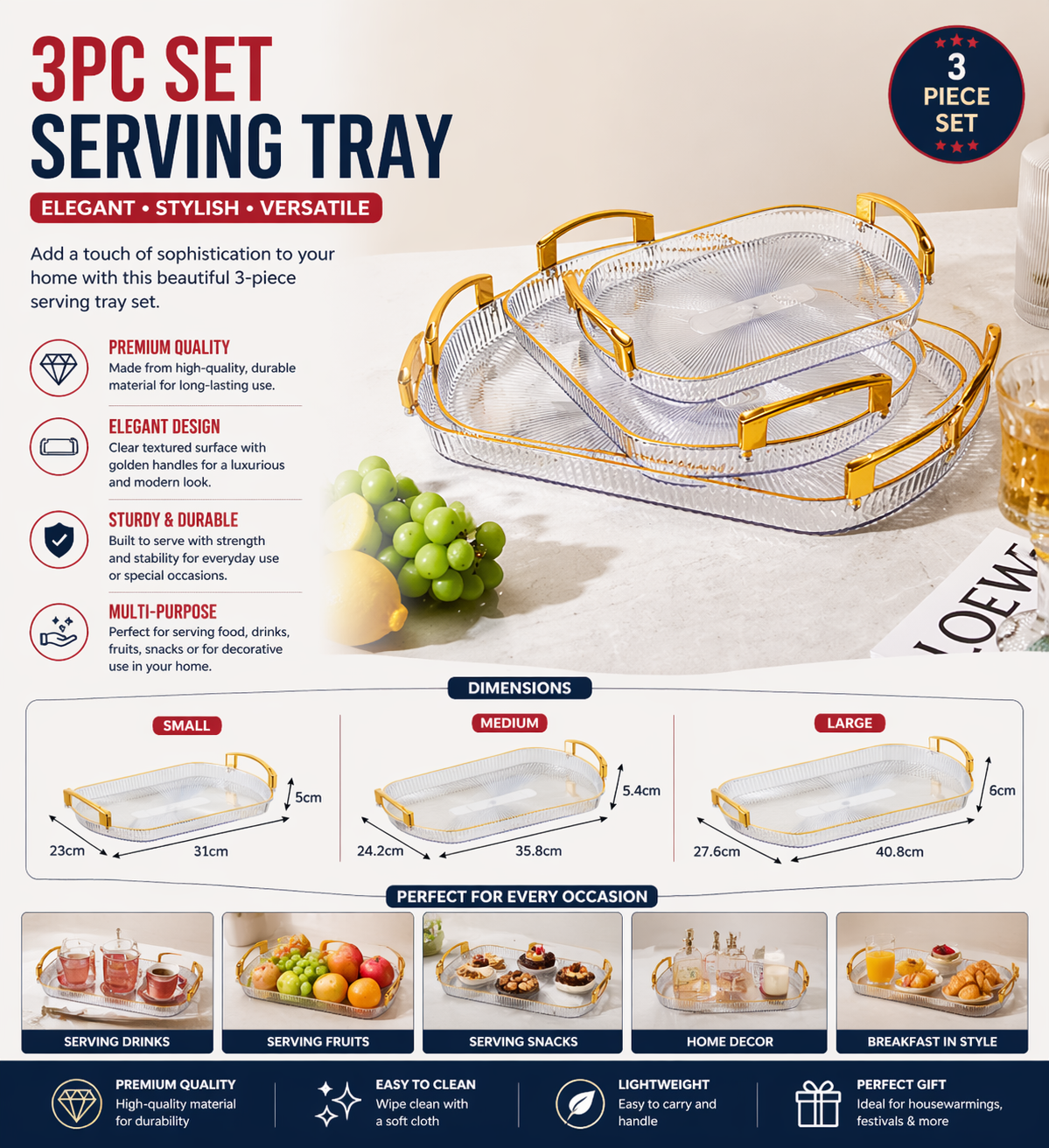 3pc set tray