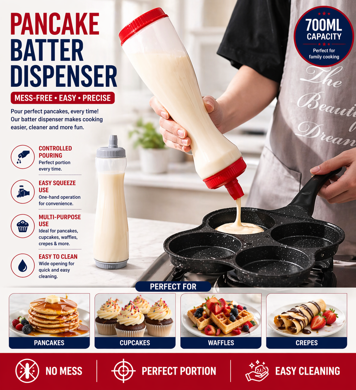 700ml pancake batter dispenser