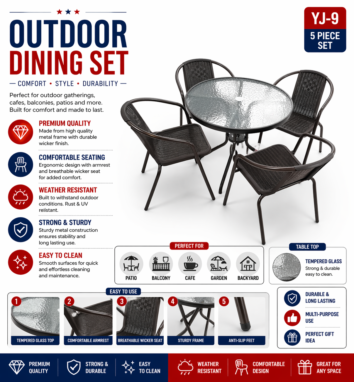 YJ-9 Rattan Table N Chair