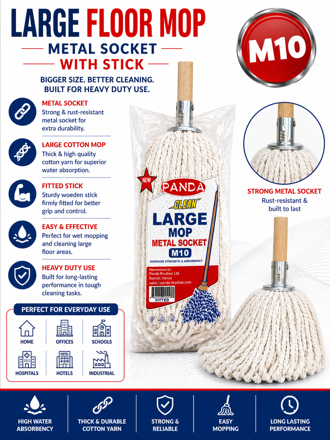 REFILL - Large Floor Mop METAL SOCKET