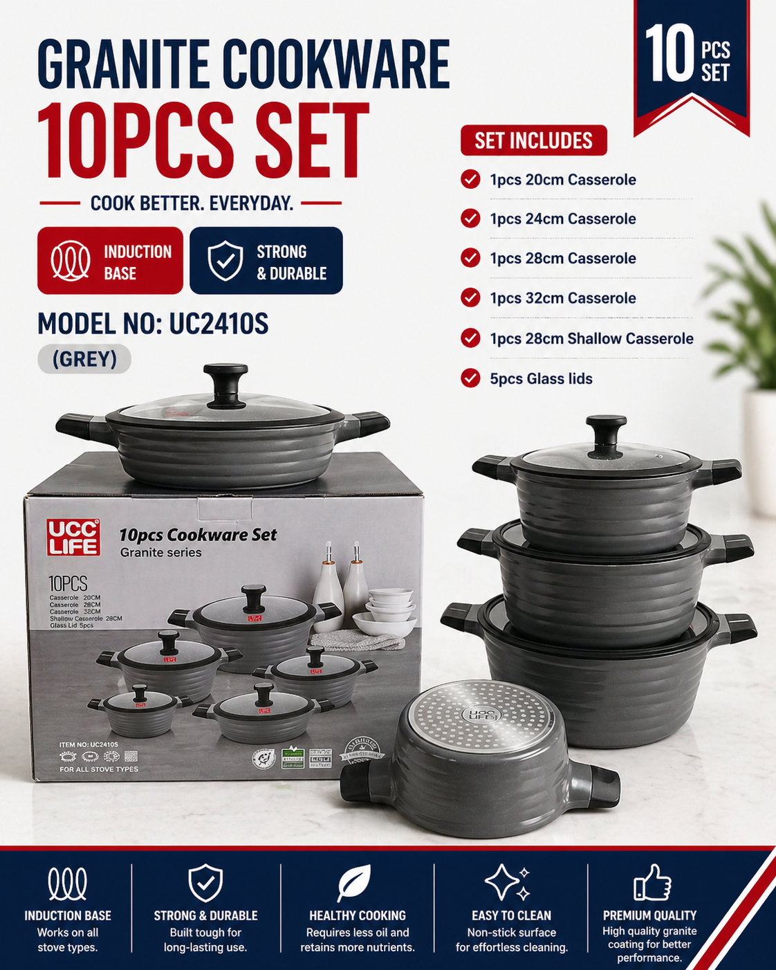 10Pc UC2410 cookware set