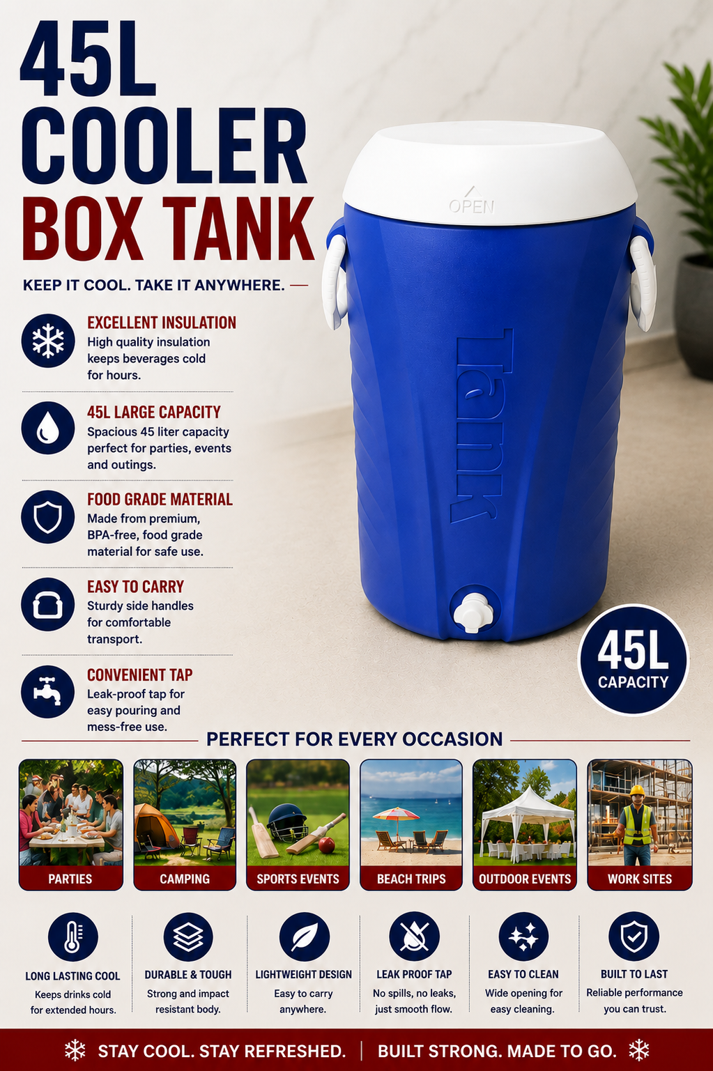 COOLER BOX TANK 45LTR 14/001/0014 CROM