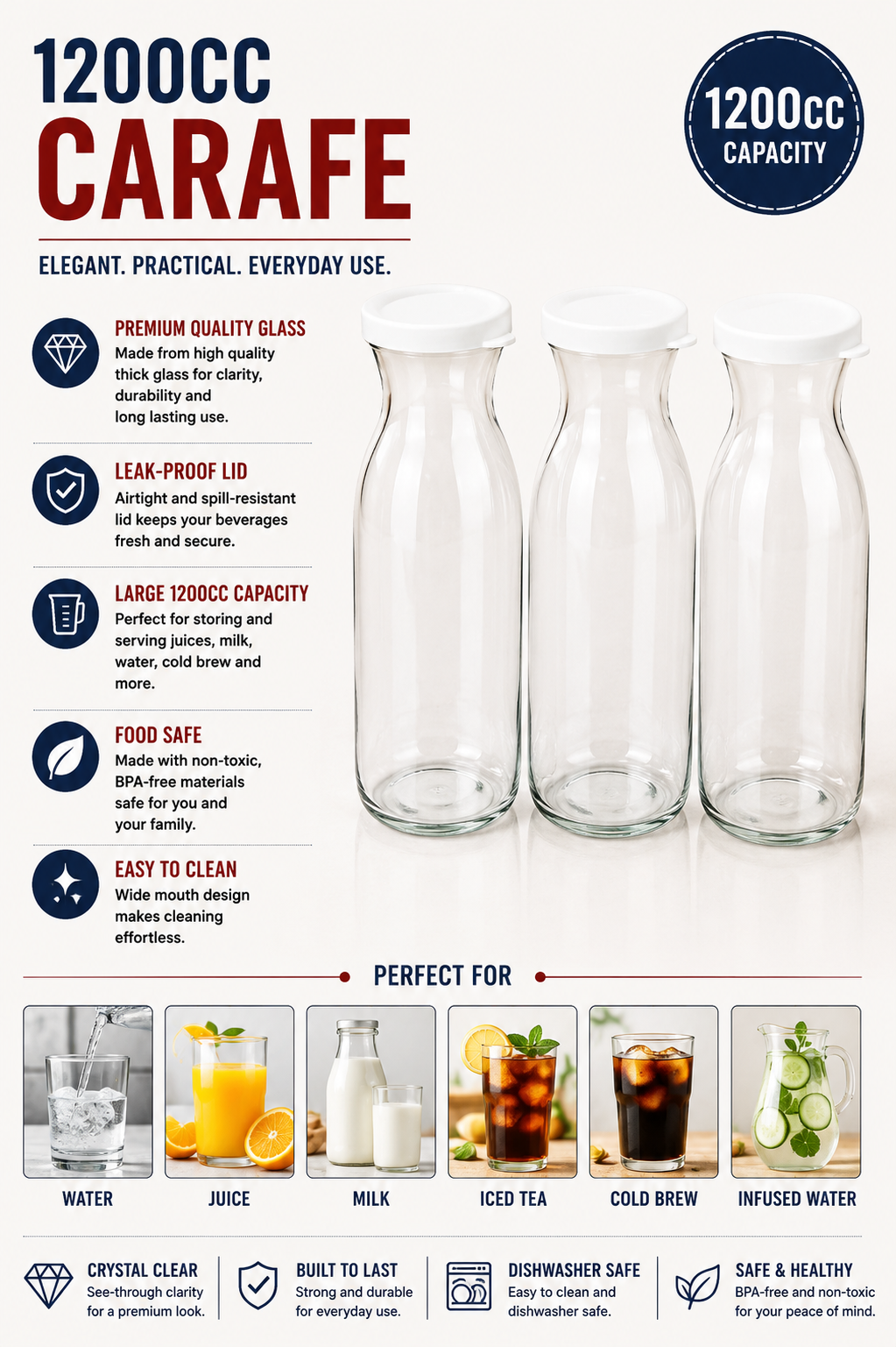 1200cc Glass Carafe (1pc)