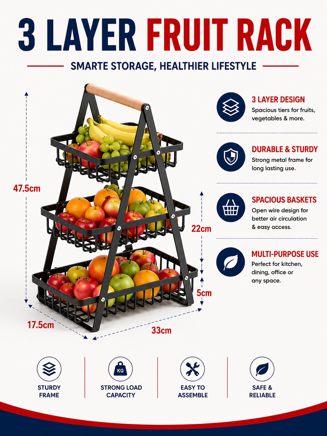 FR03 3 Tier Fruit Rack