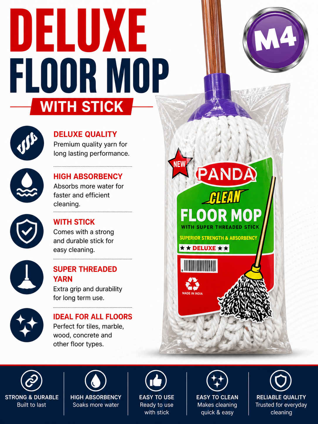 M4 Deluxe Floor Mop with Stick