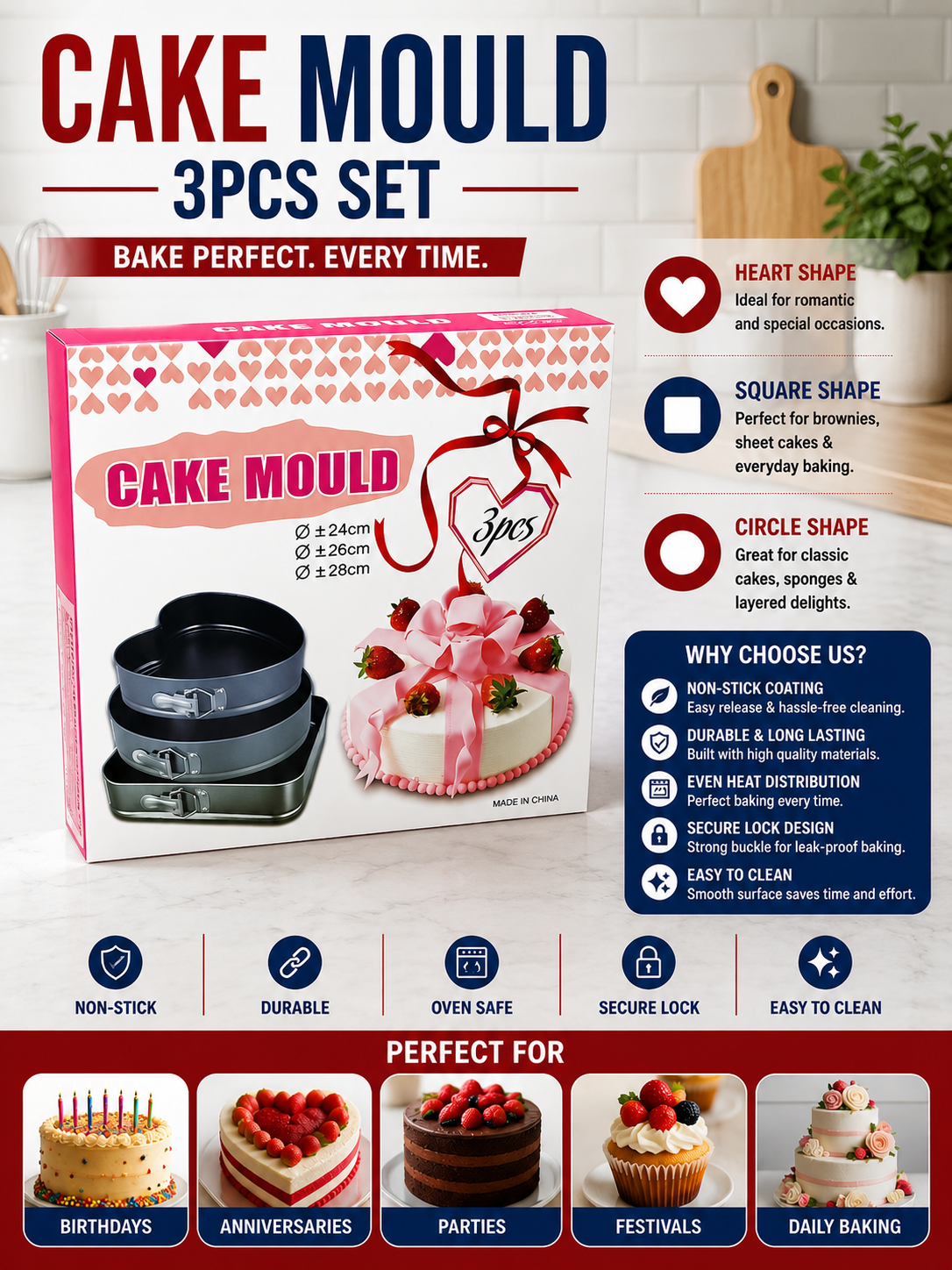 3pcs set Cake Molds