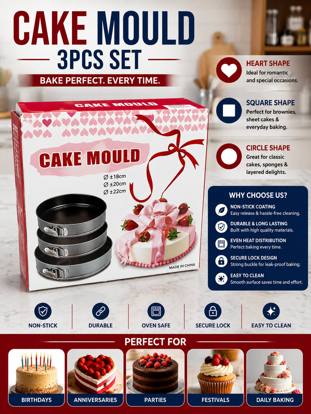 3pcs set Cake Molds
