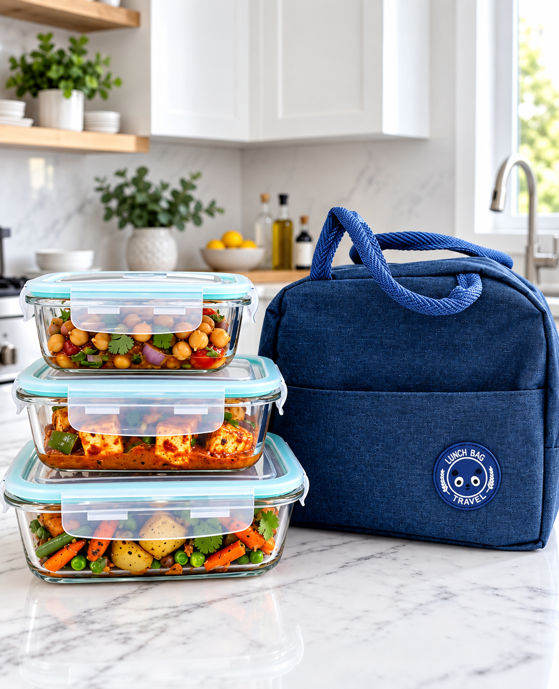 Glass Food Storage Container Set with Lunch Bag