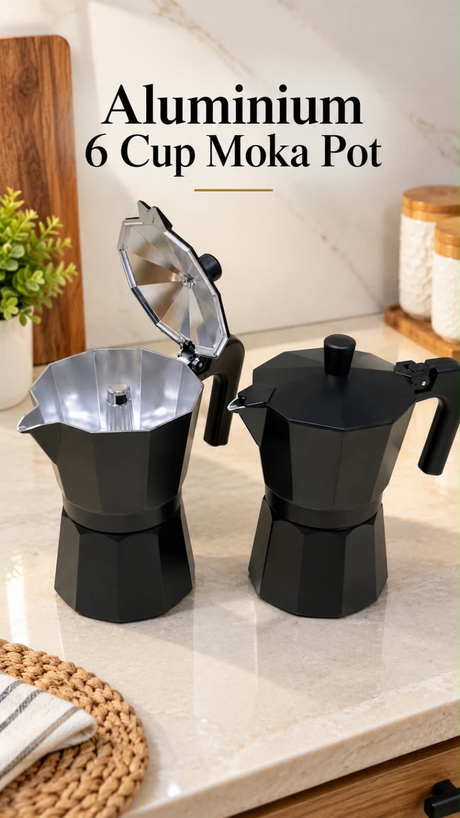 Black Aluminium Moka Pot