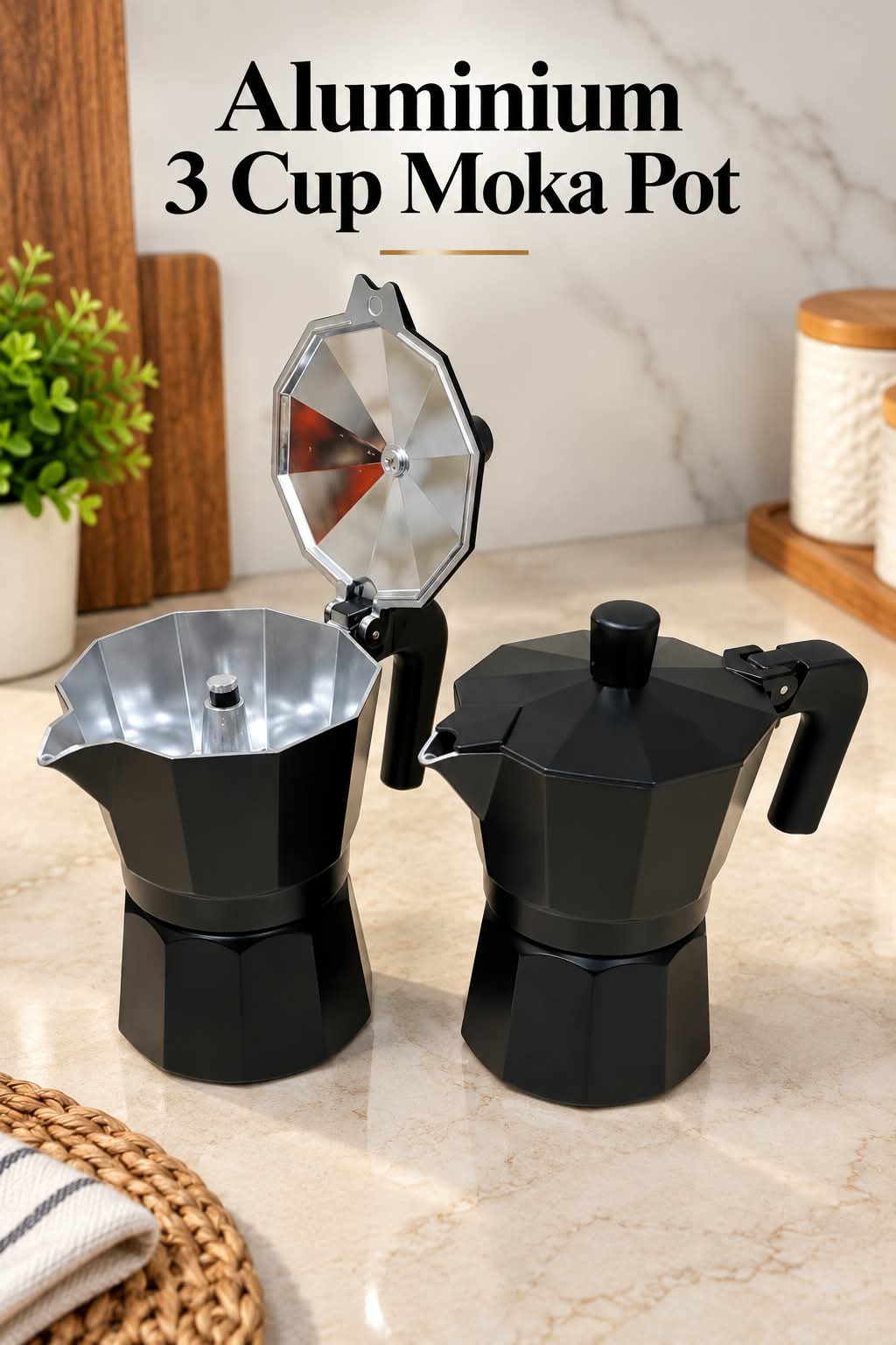Black Aluminium Moka Pot