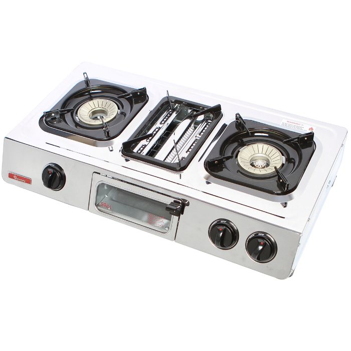 Ramtons 2 Burner + Grill Gas Cooker S/Steel