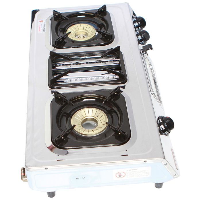 Ramtons 2 Burner + Grill Gas Cooker S/Steel