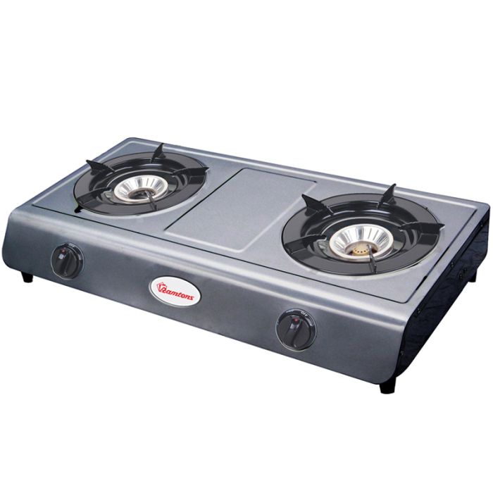Ramtons Double Burner Gas Cooker # S/Steel Burner