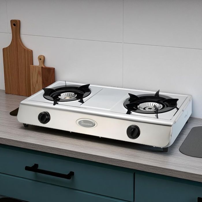 Ramtons Gas Cooker Stainless Steel Double Burner