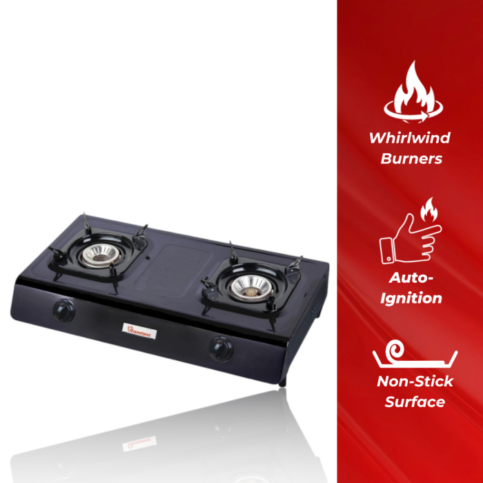 Ramtons Gas Cooker 2 Burner Black