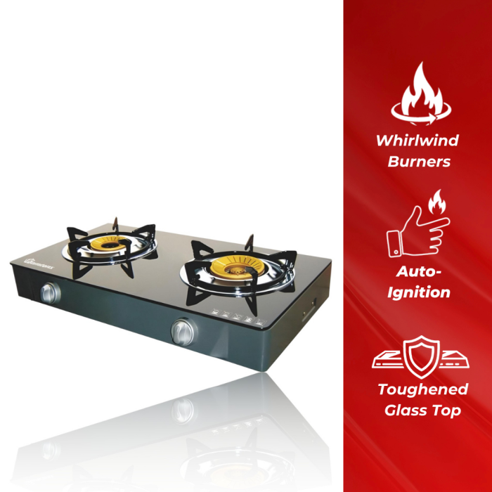 Ramtons 2 Burner Gas Cooker Ceramic Top