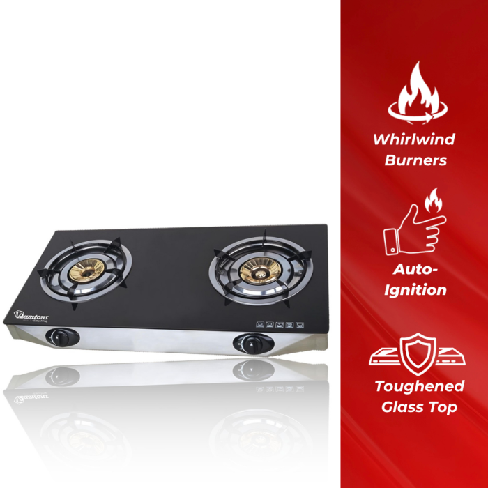 Ramtons 2 Gas Burner Super Slim Ceramic Top