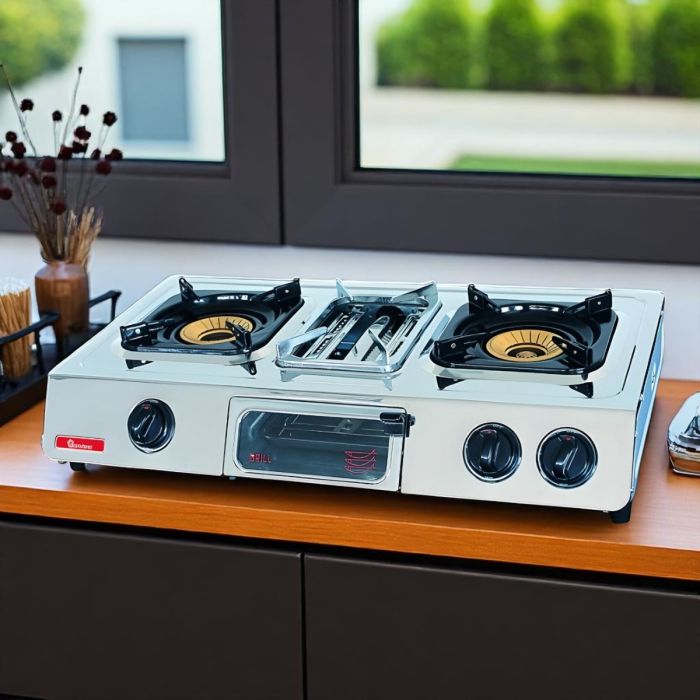 Ramtons 2 Burner + Grill Gas Cooker S/Steel