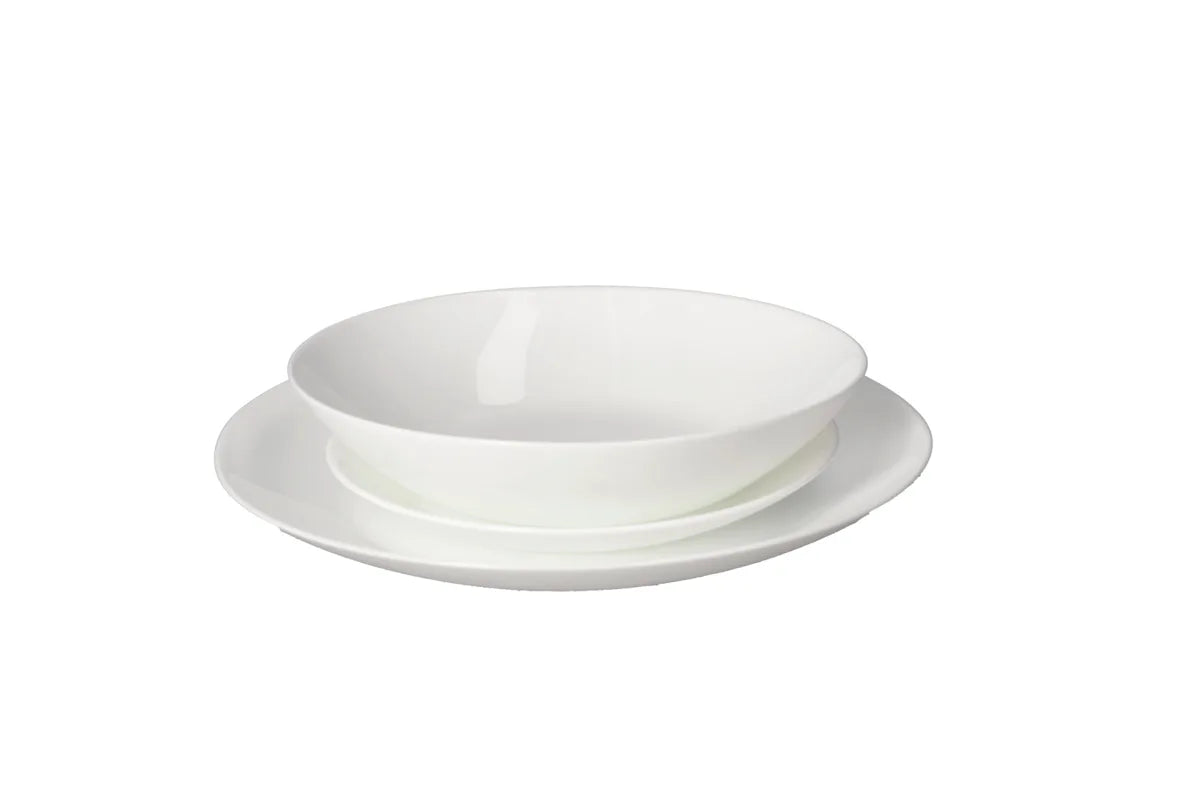 "WHITE 18pcs Dinner Set-Round 7""Dessert Plate *6   8""Soup Plate*6   10""Dinner Plate*6"