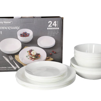 "WHITE 24pcs Dinner Set-Round 6""Bowl *6           7""Dessert Plate *6 8""Soup Plate*6   10""Dinner Plate*6"