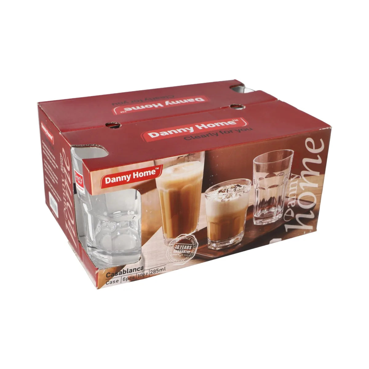 "glass cup 6pcs/color box Unit:Set 10.1*7.8*6.6cm 285ml 10oz"