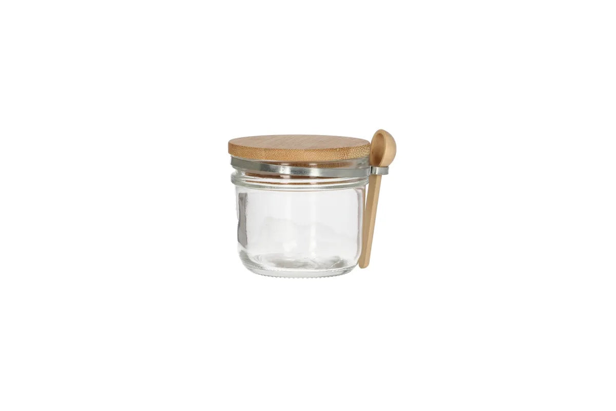 220ml Glass storage jar 8.5*8cm glass+bamboo