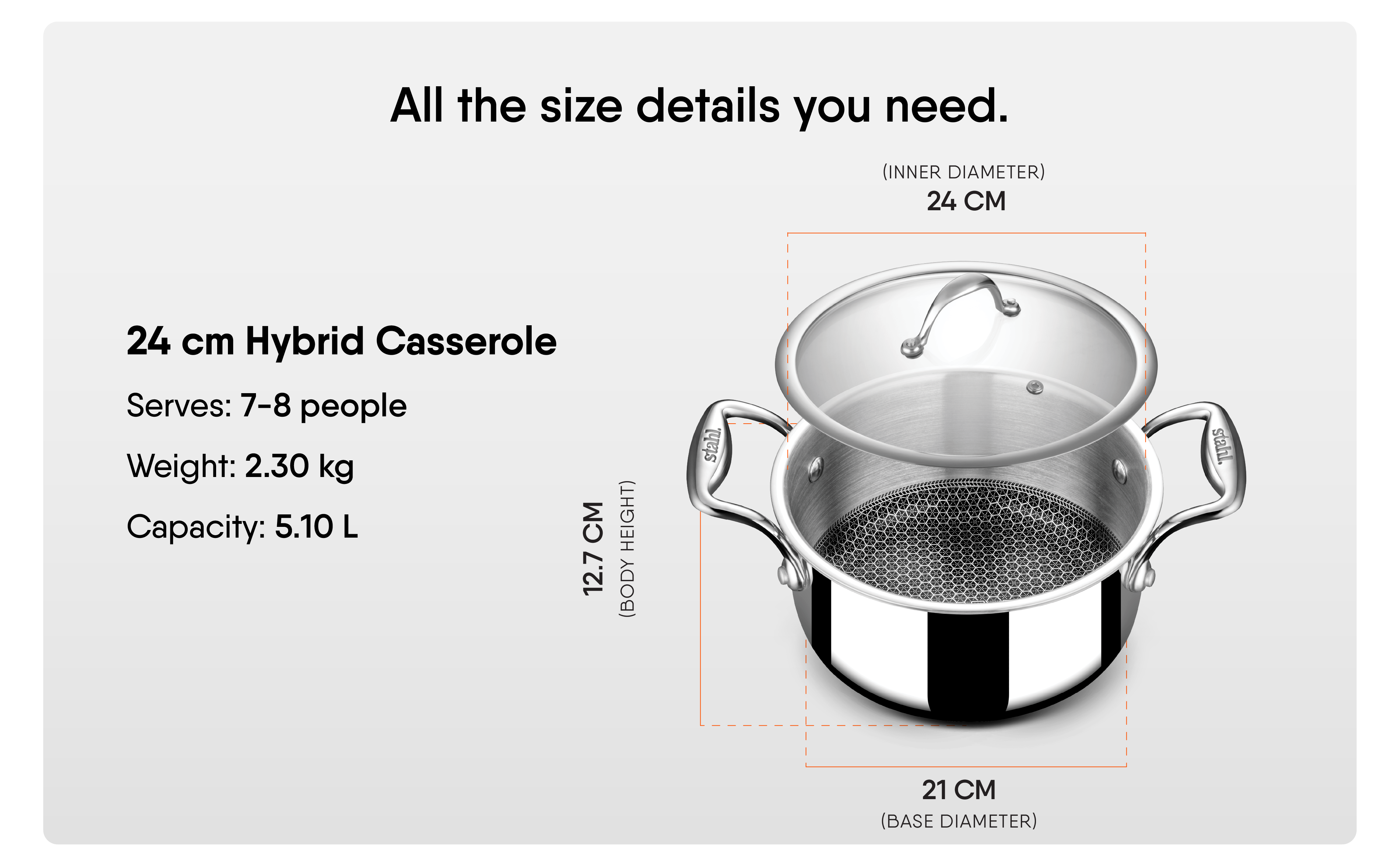5.3L Artisan Hybrid Casserole + Lid 24cm