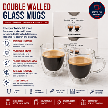 80ml double walled glassware with handle