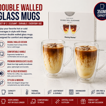 350ml double walled glass with handle