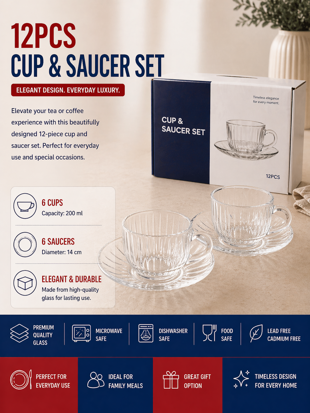 Clear cup and saucer