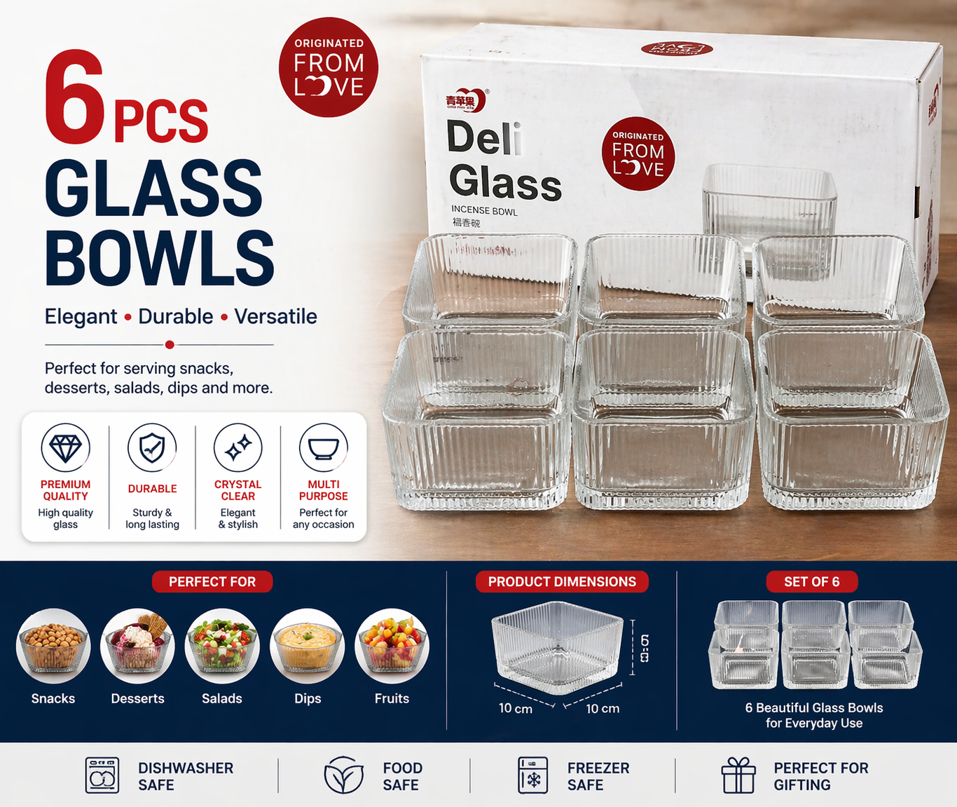 6pc Glass bowls