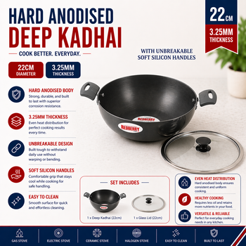 H/Anodized Kadai 22cm