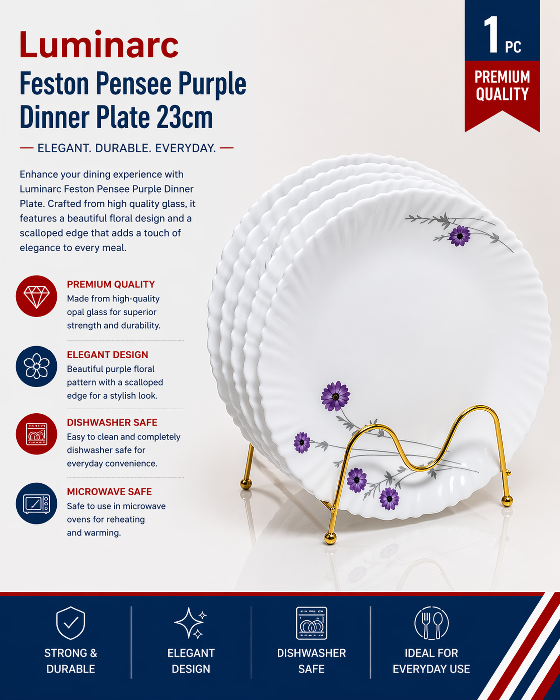 [Q3338] Pensee Purple Feston Soup Plate 23cm