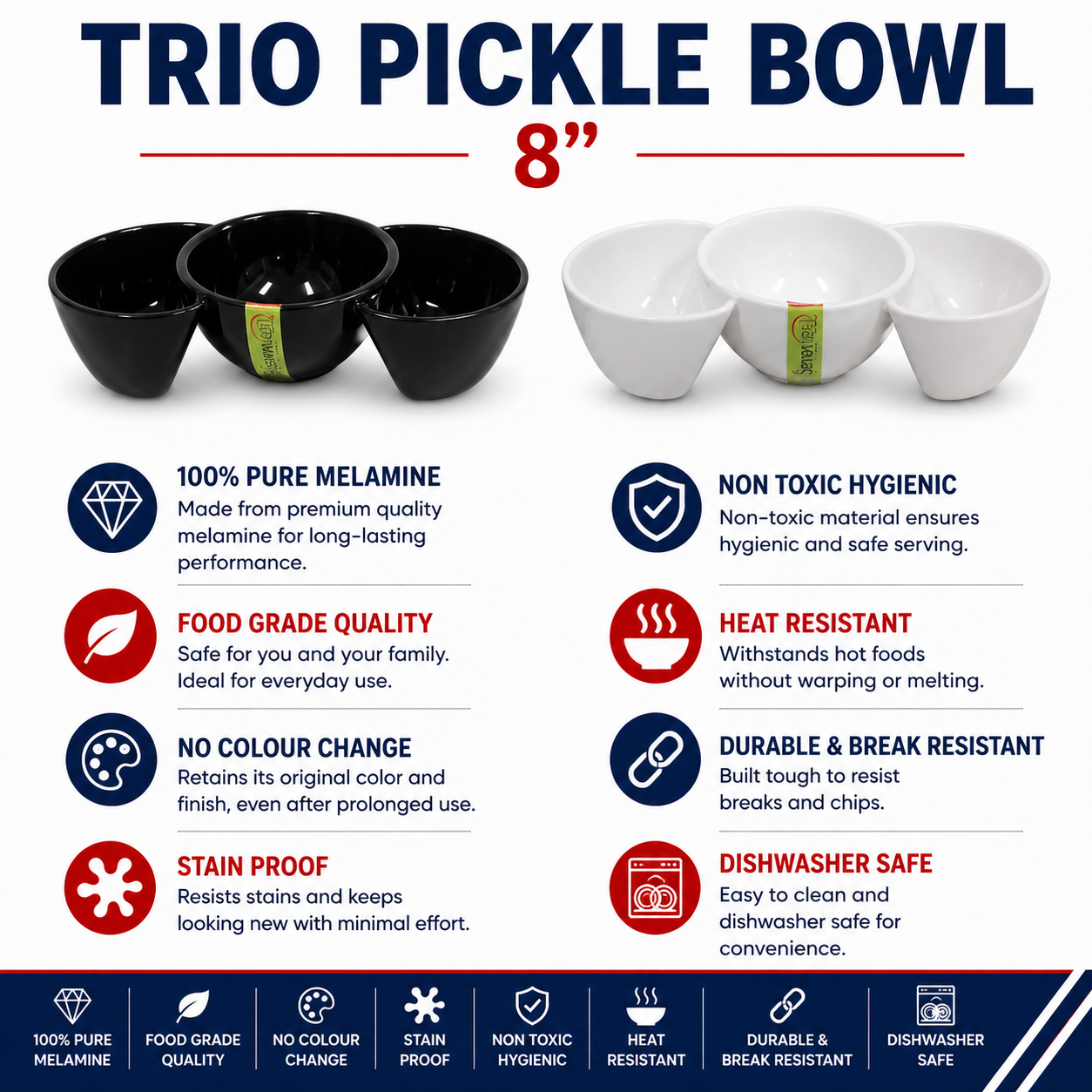 H-2345 TRIO PICKLE BOWL 8"