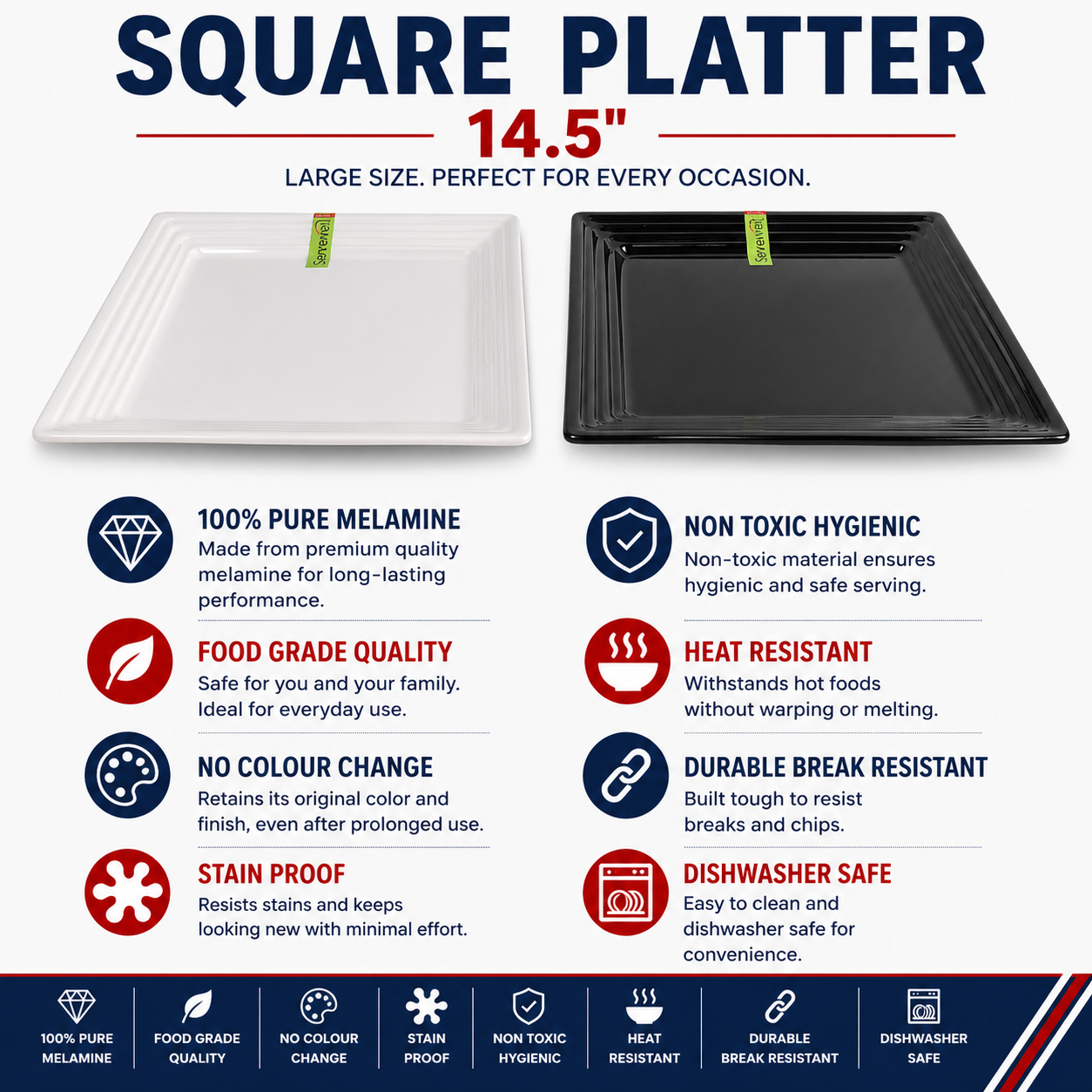 H-2224 SQUARE PLATTER 14.5"
