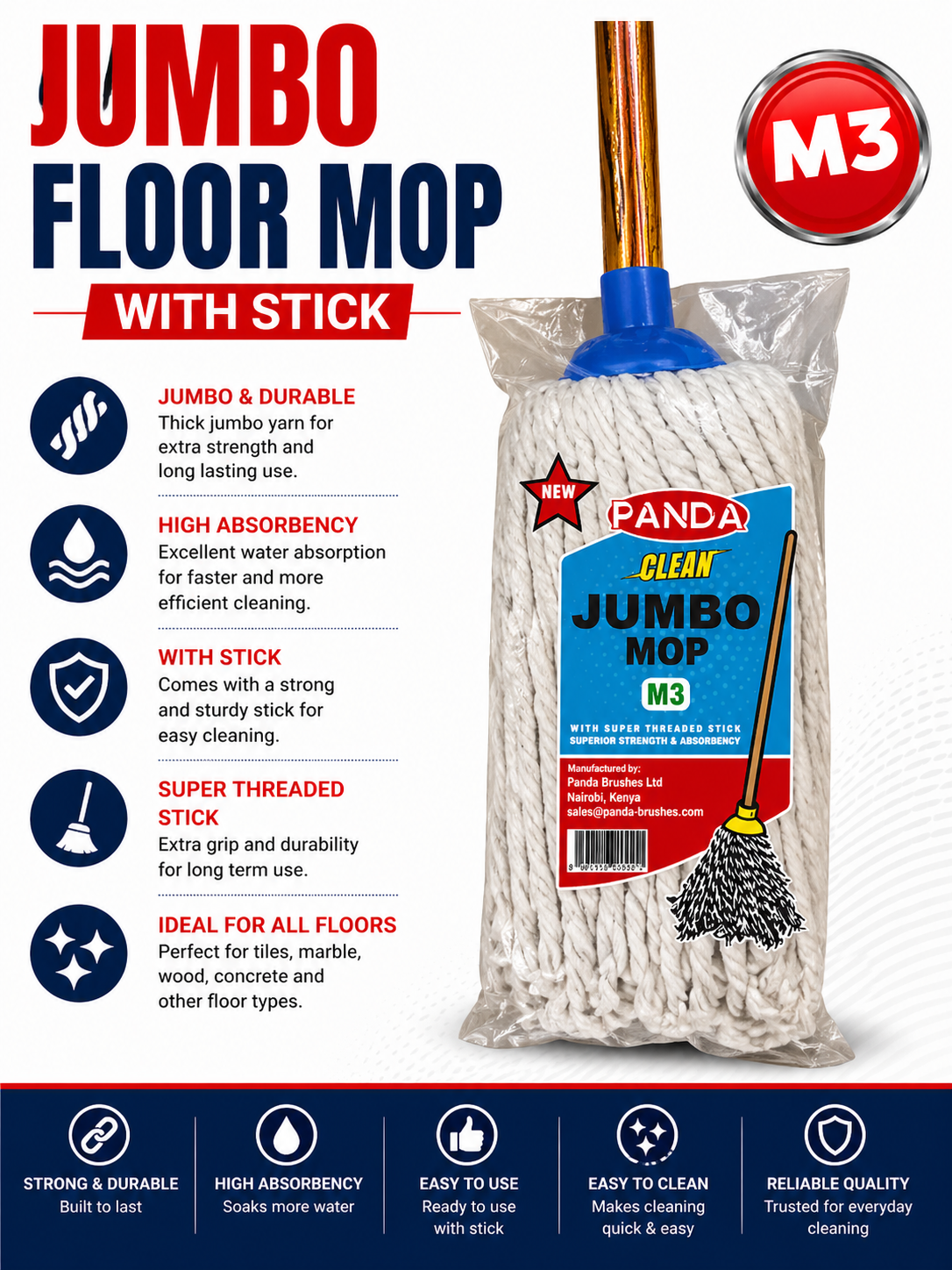 M5 Heavy Floor Mop with Stick