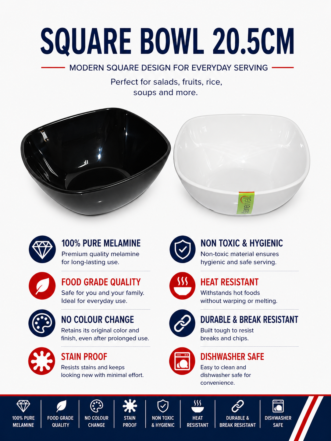 S-0409 - SQUARE BOWL 20.5CM