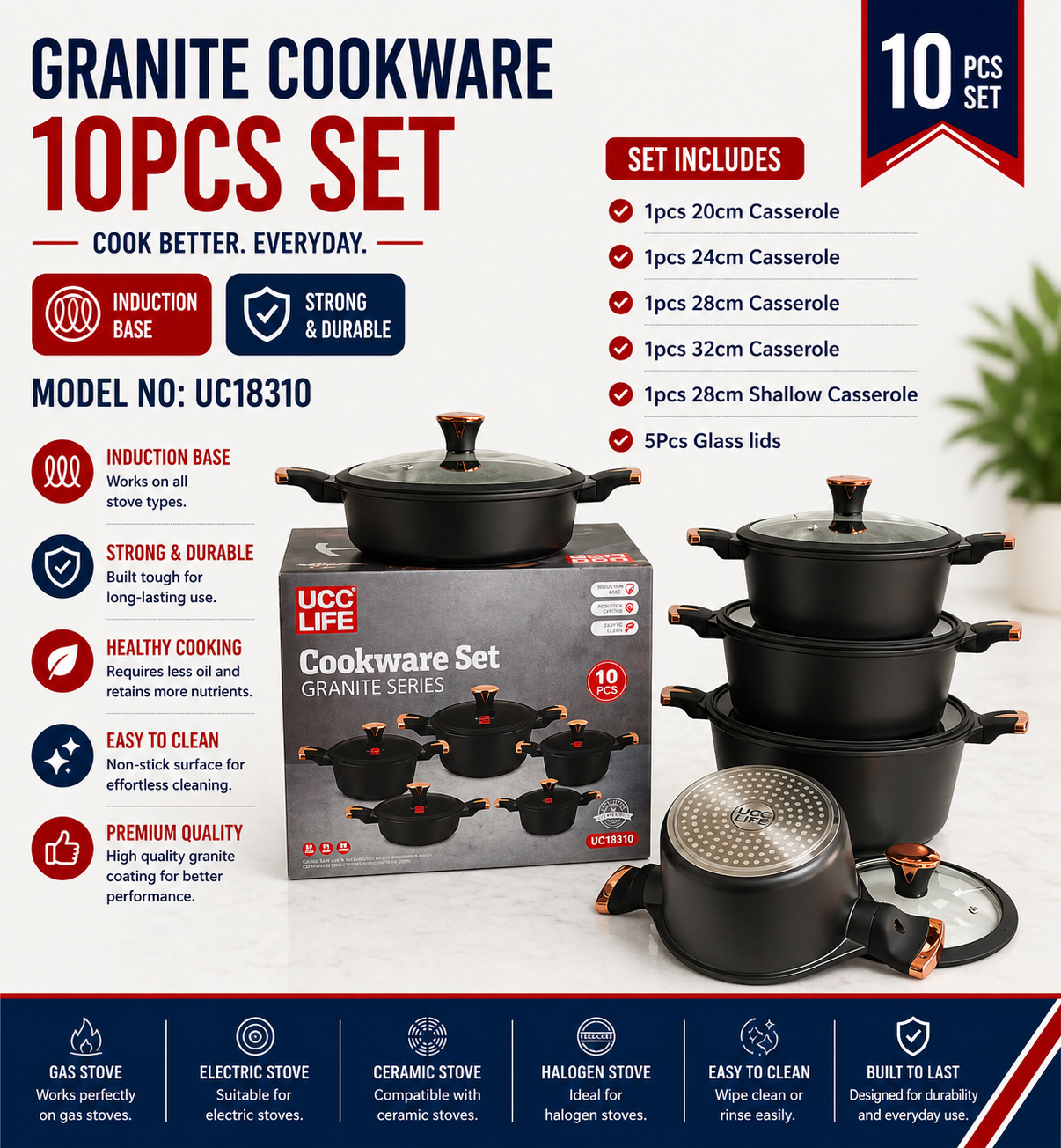 10pc UC18310 cookware set