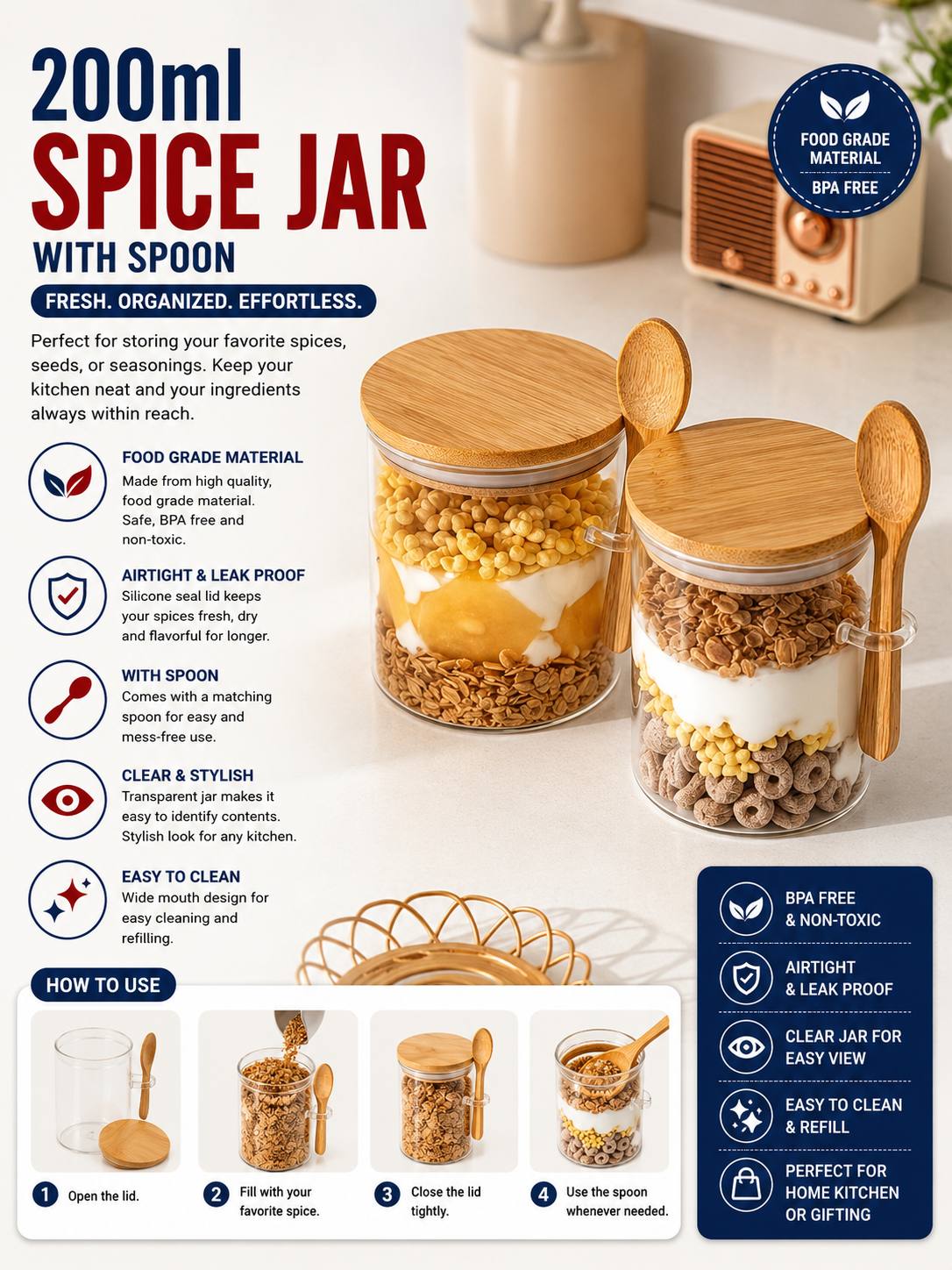 Spice Jar with Spoon 29577