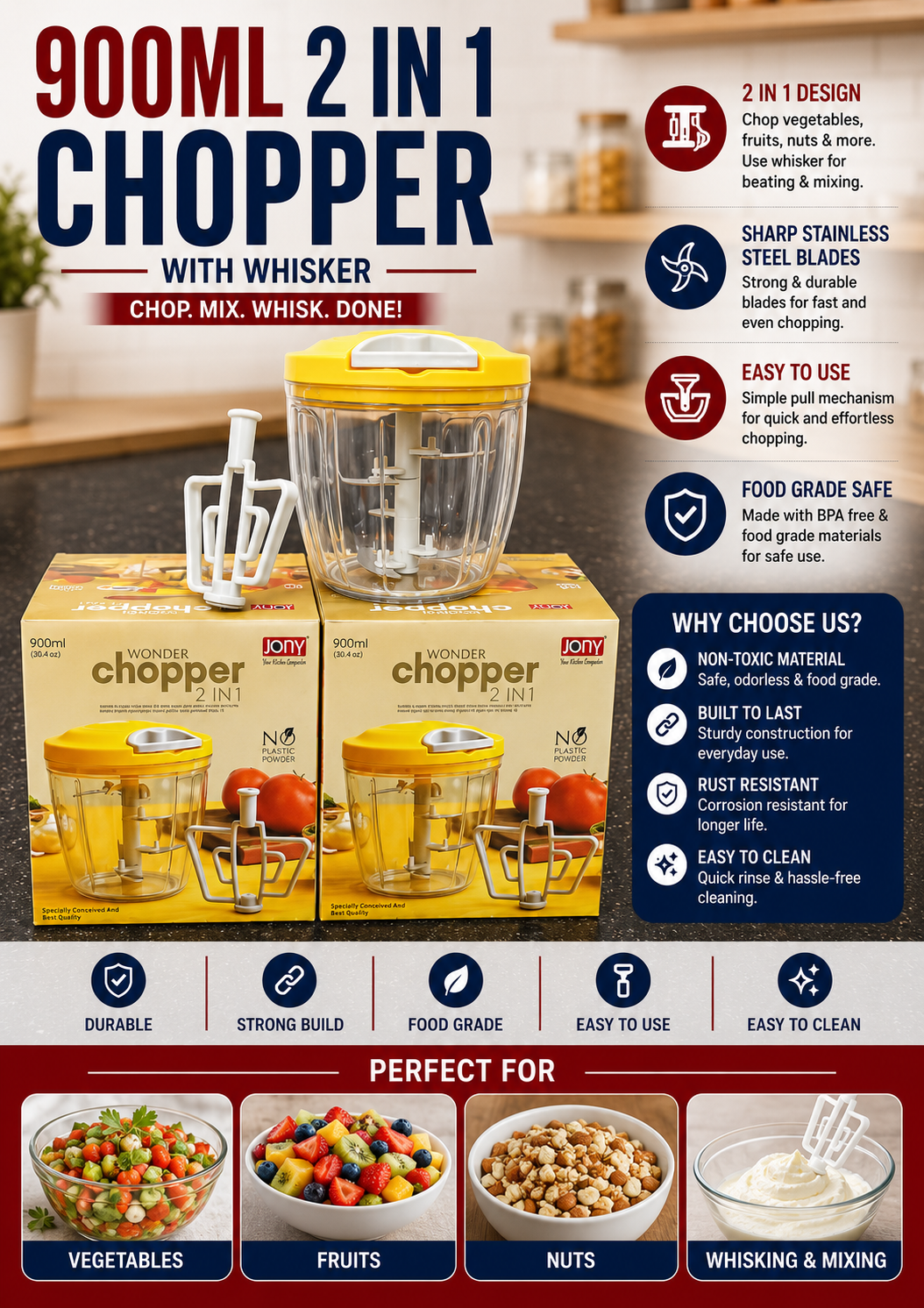 900ml 2 in 1 chopper Divine 30676