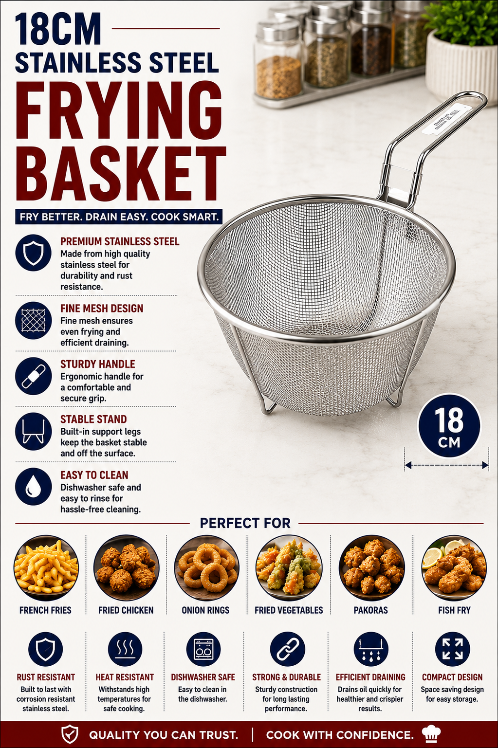 18cm S/S Frying Basket NS434621