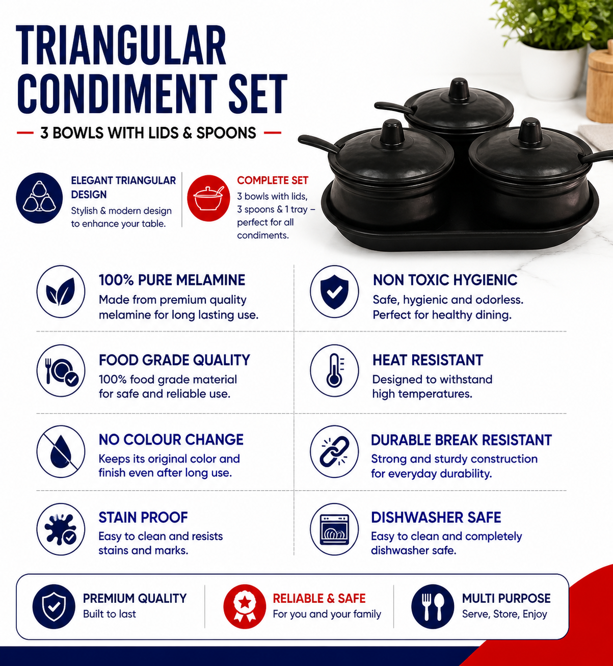 TRIANGULAR CONDIMENT SET