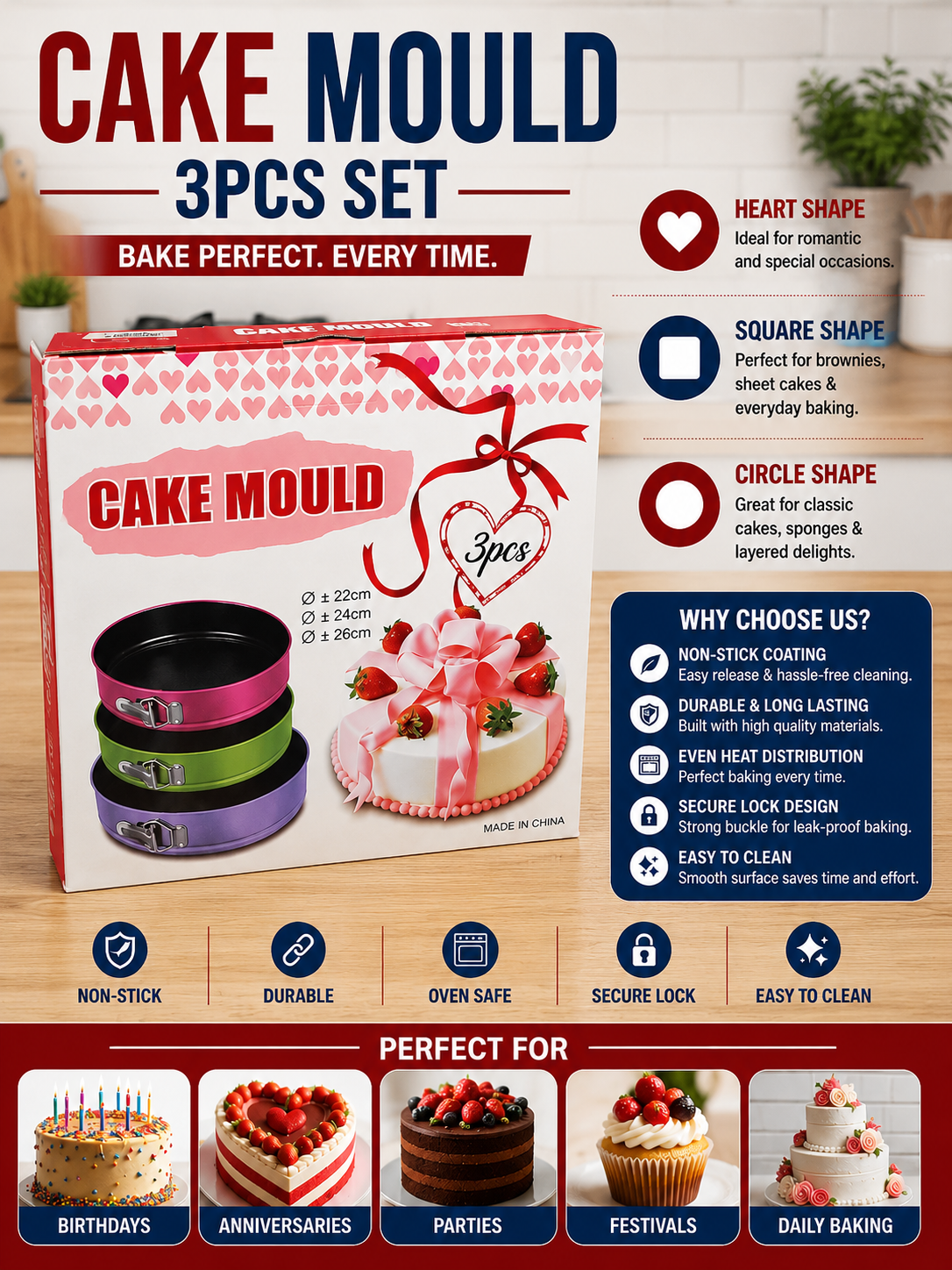 3pcs set Cake Molds